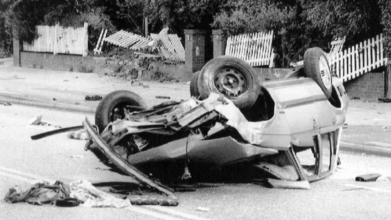 Das verunglückte Fahrzeug, in dem ein 12jähriger Junge starb. Gefahren war "Dennis", bekannt als "Crash-Kid" am 21.07.1992