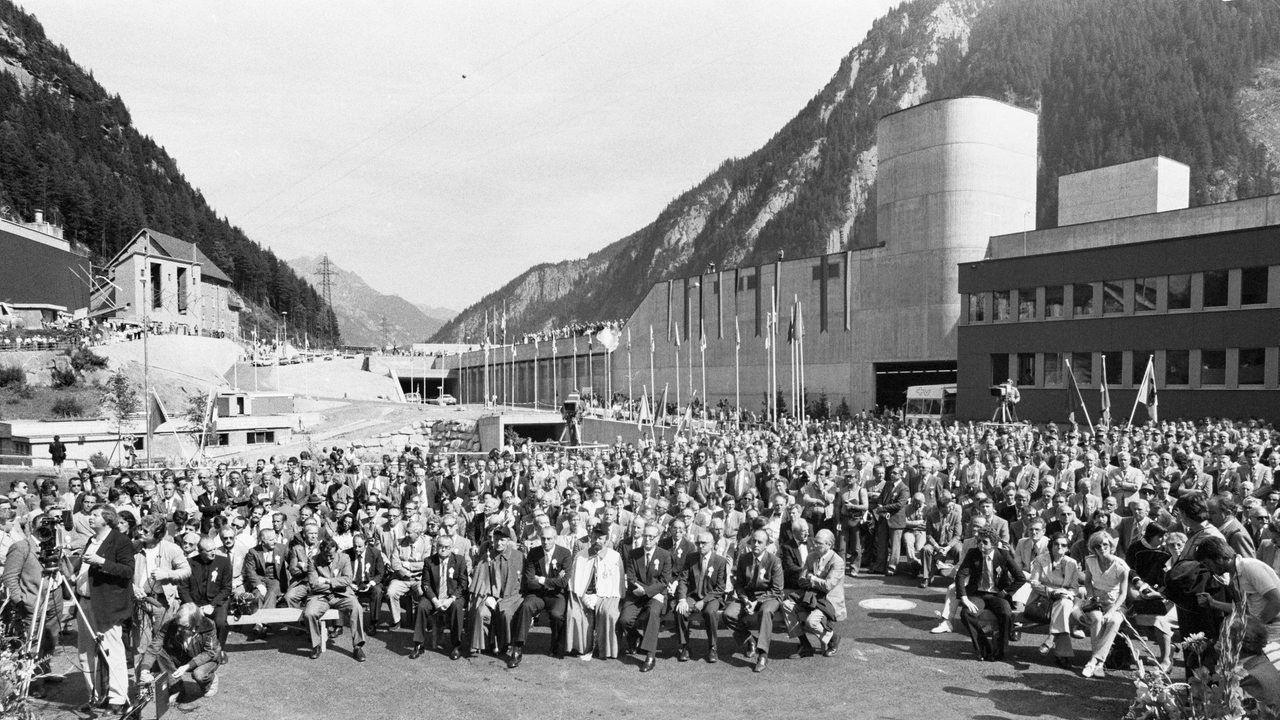 Die Eröffnung des Gotthard-Tunnels in der Schweiz am 5.9.1980