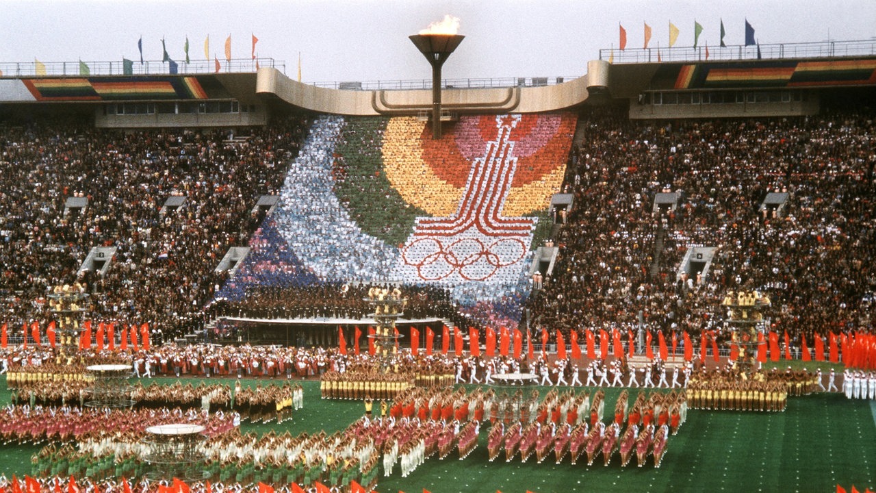 Blick in das vollbesetzte Leninstadion in Moskau während der Eröffnungsfeier am 19.7.1980 (Archivbild)