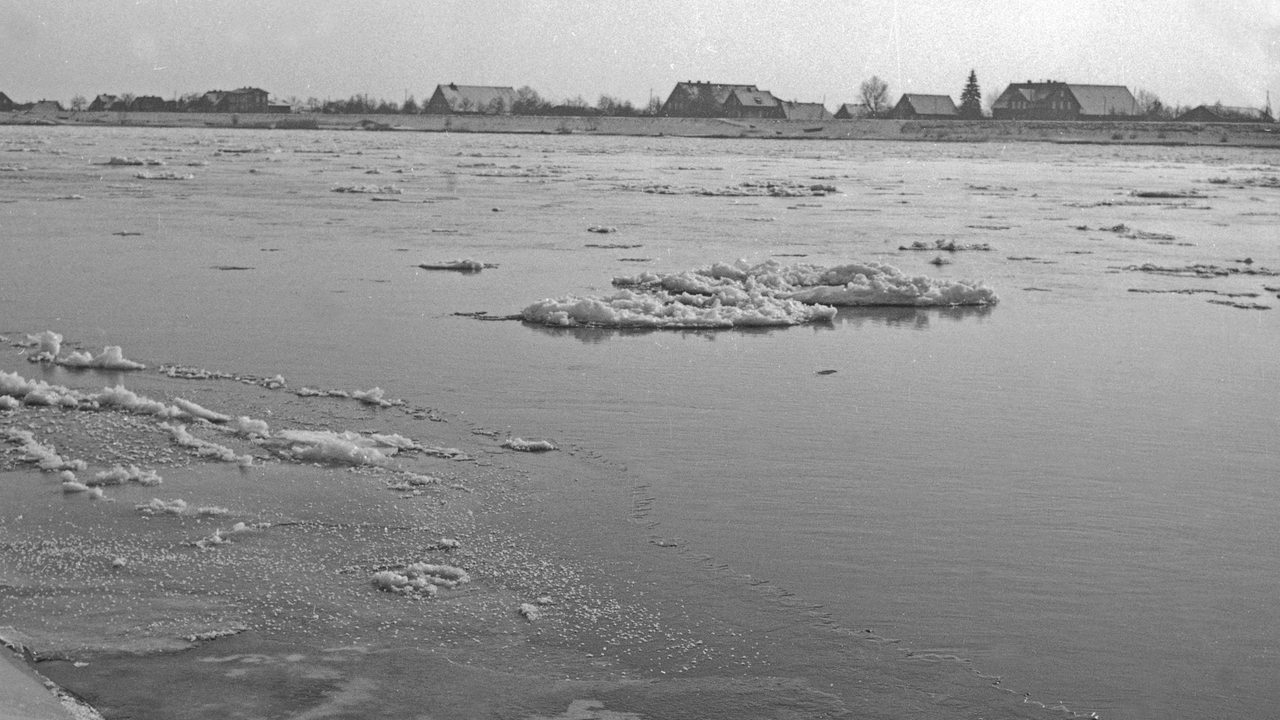 Eisgang auf der Elbe um Hamburg im Januar 1956 (Archivbild)