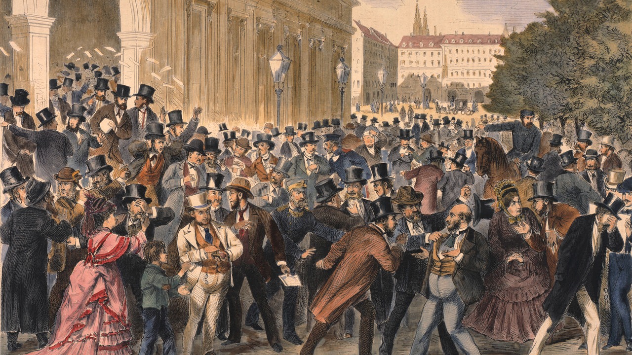 Holzstich nach Zeichnung von Joseph Eugen Hoerwarter: Die Boersenkatastrophe in Wien am 9. Mai 1873
