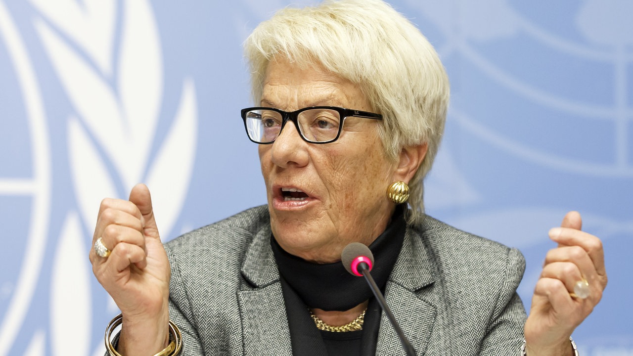 Porträt von Carla del Ponte, August 1999, als sie zur Chefanklägerin des internationalen Strafgerichtshofs in Den Haag ernannt wurde