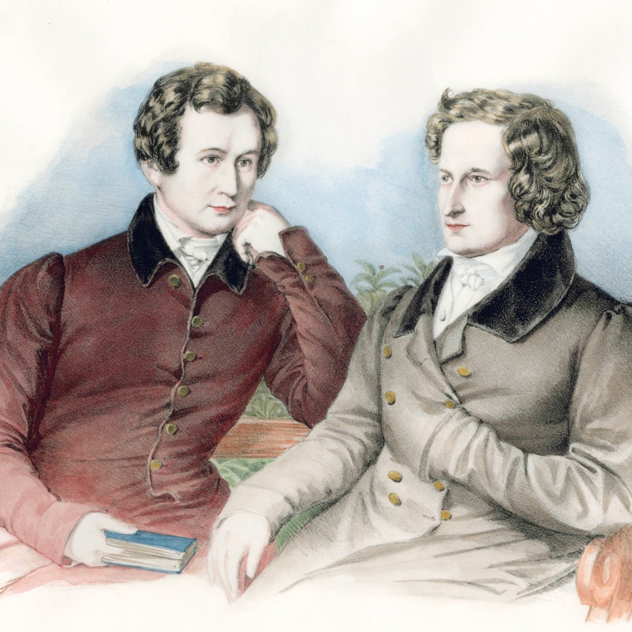 Wilhelm und Jakob Grimm auf einer Lithographie von Franz Hanfstängl aus dem Jahr 1835