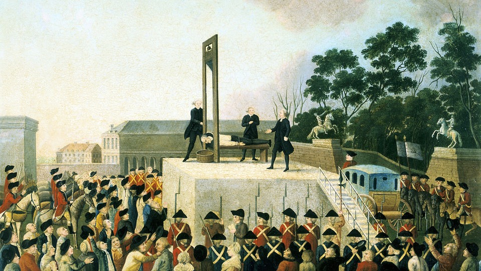 Hinrichtung Louis XVI von Frankreich am 21.1.1793 mittels einer Guillotine. Ölbild Carnavalet, Paris