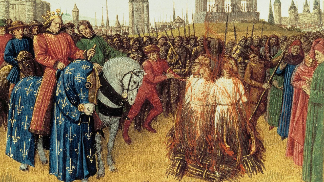 Hinrichtung von Amalrikanern in Gegenwart König Philipps II. in Paris um 1022 (Archivbild)