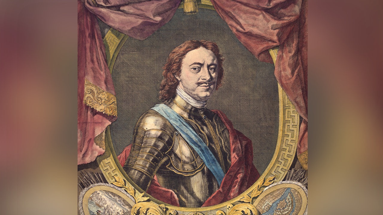 Kupferstich von Jacobus Heubraken zeigt Peter den Großen