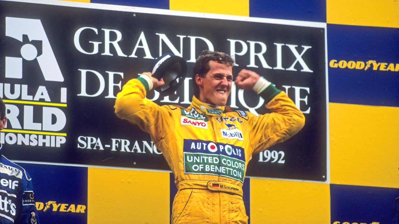 Michael Schumacher auf dem Podest 1992