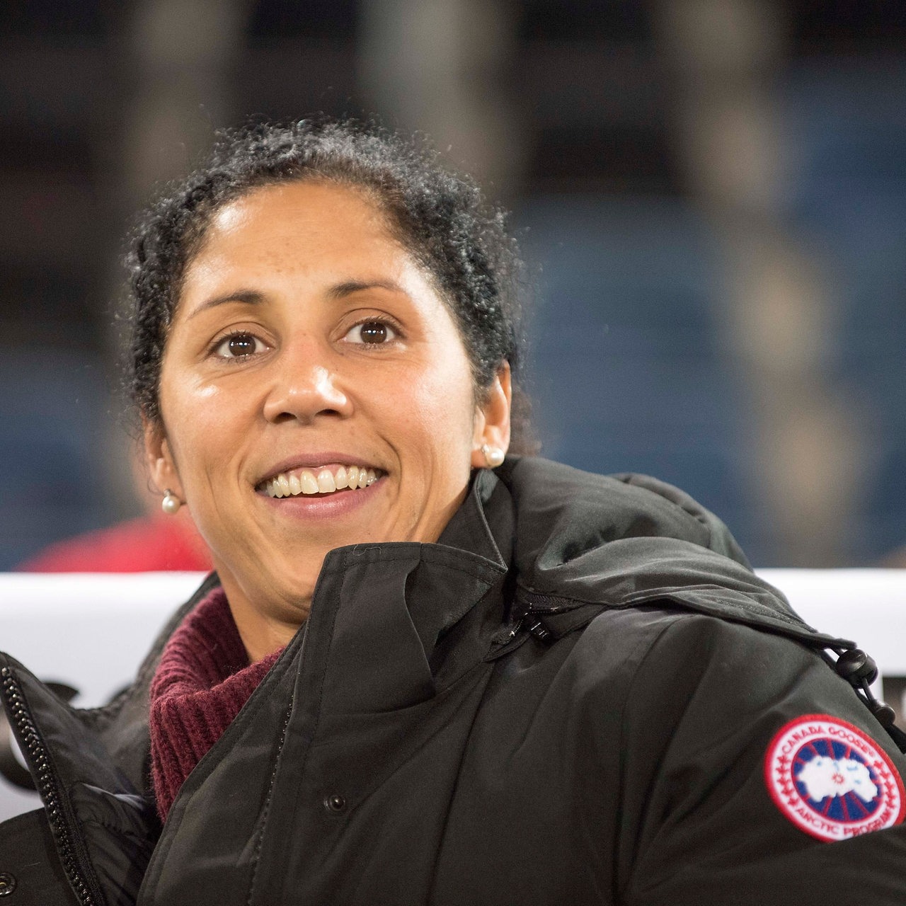 Steffi Jones 2017 als Bundestrainerin der Frauennationalmannschaft nach dem 4:0-Sieg gegen Frankreich (Archivbild)