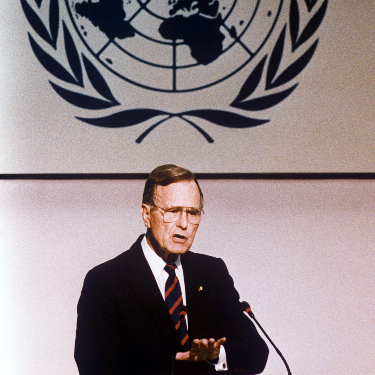 US-Präsident George Busch während seiner Rede  auf der Konferenz der Vereinten Nationen über Umwelt und Entwicklung im Juni 1992