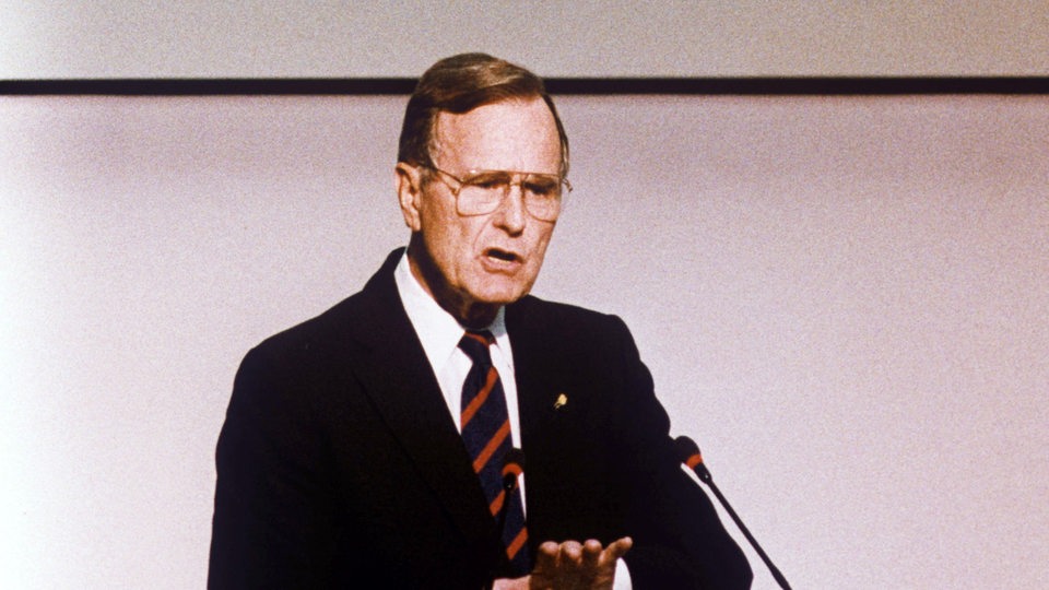 US-Präsident George Busch während seiner Rede  auf der Konferenz der Vereinten Nationen über Umwelt und Entwicklung im Juni 1992