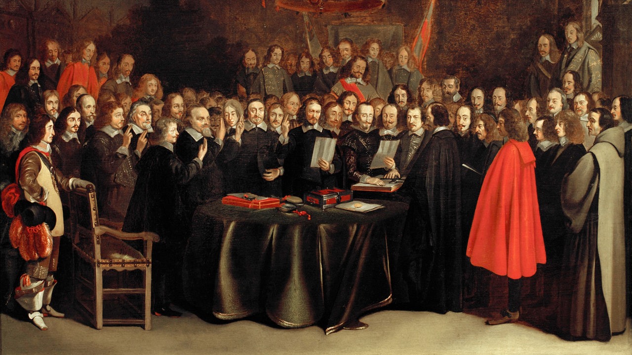 Gemälde: Westfälischer Friede 1648. Der Friedensschwur von Münster am 15. Mai 1648