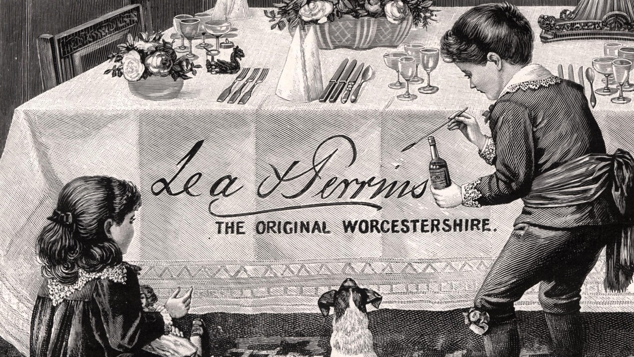 Historische Werbung der ersten Worcester-Sauce von Lea & Perrins