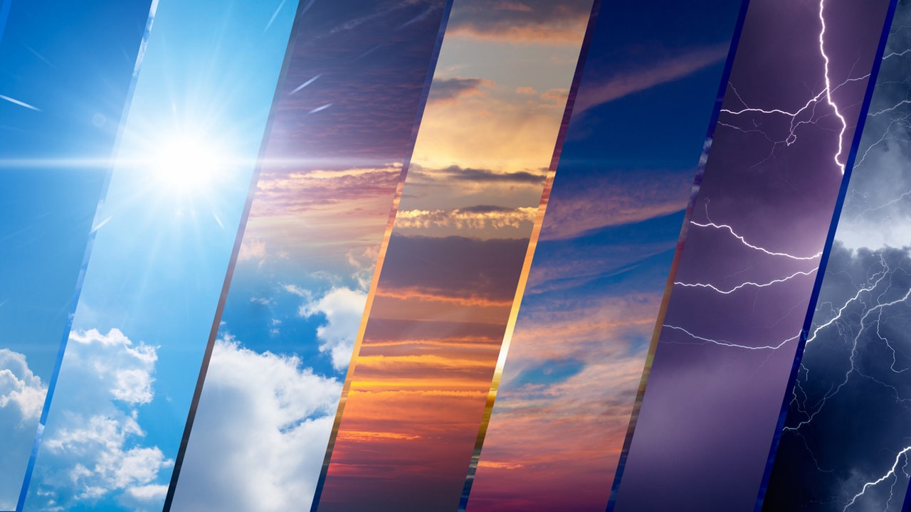 Verschiedene Wetterzustände nebeneinander in einer Collage