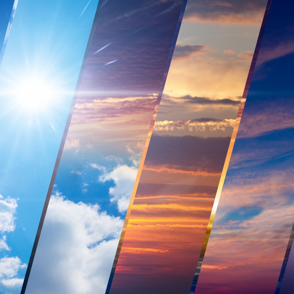 Verschiedene Wetterzustände nebeneinander in einer Collage