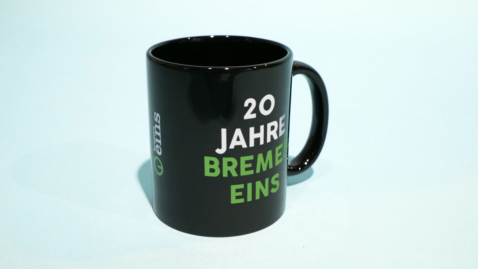 Bremen-Eins-Mottobecher "20 Jahre Bremen Eins"