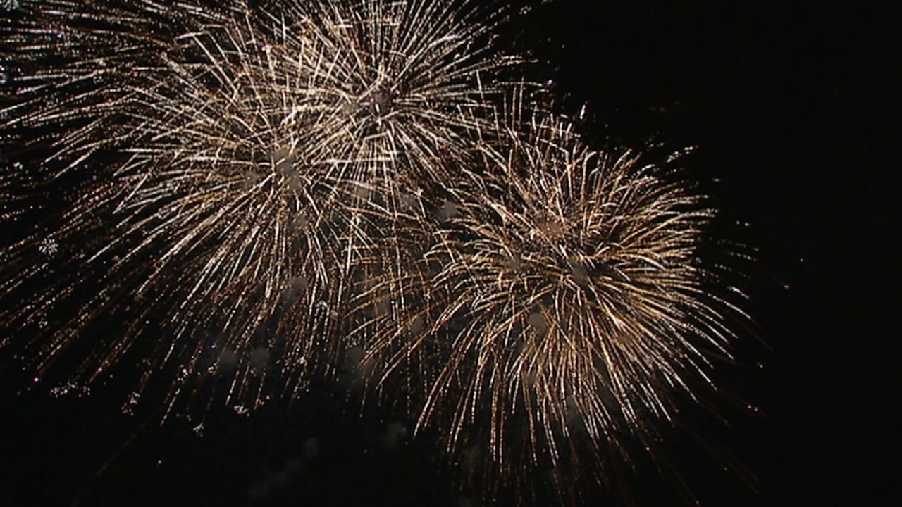 Ein Funkenfeuerwerk im Nachthimmel.