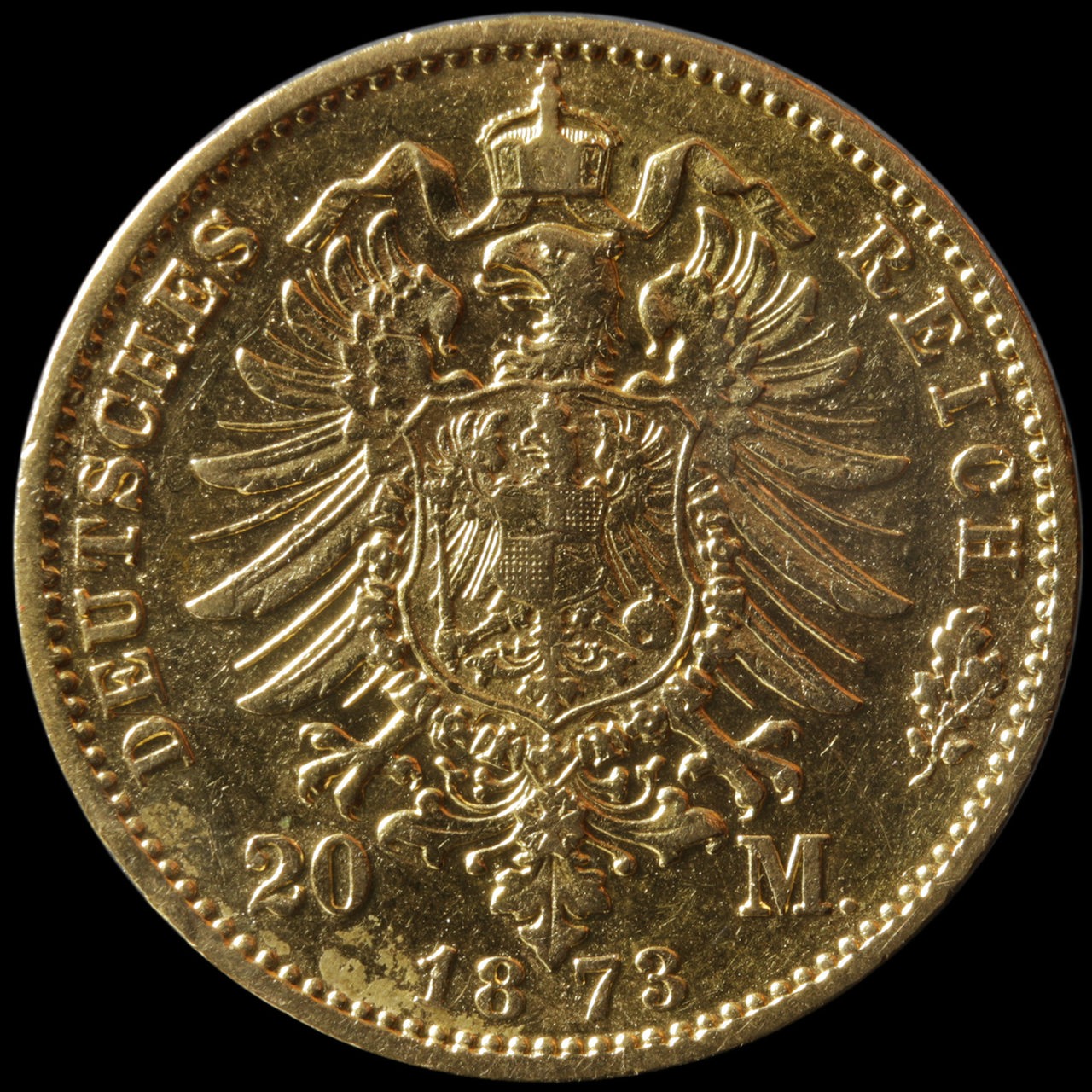 20 Mark Goldmünze aus dem Jahr 1873