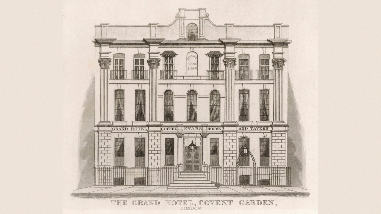 Zeichnung des Grand Hotel Covent Garden um 1850