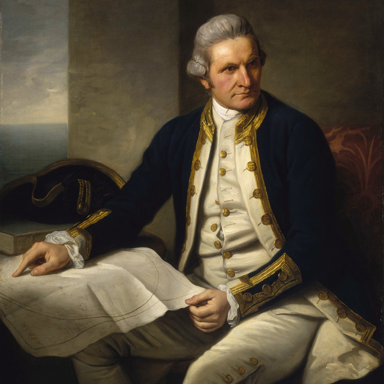 James Cook auf einem zeitgenössischen Gemälde von Nathaniel Dance-Holland, 1776