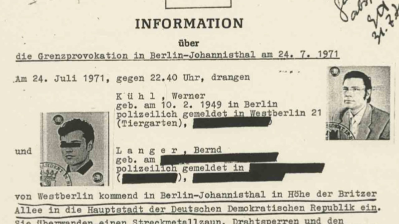 MfS-Information über die Erschießung Werner Kühls 1971 (Archivbild)